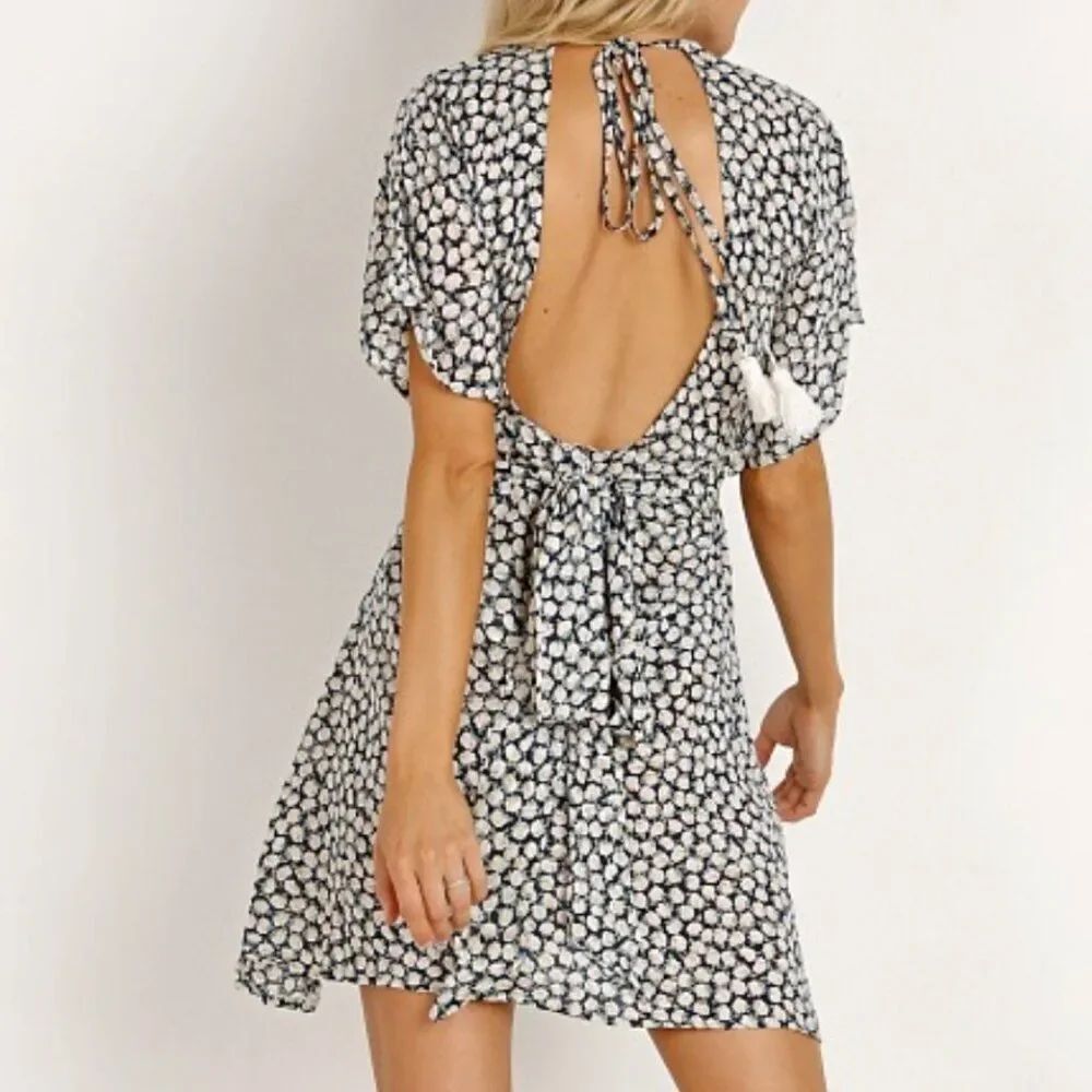 Faithfull The Brand Umbria Mini Dress Size 4 / S Azalea Print Tassels Boho Flowy